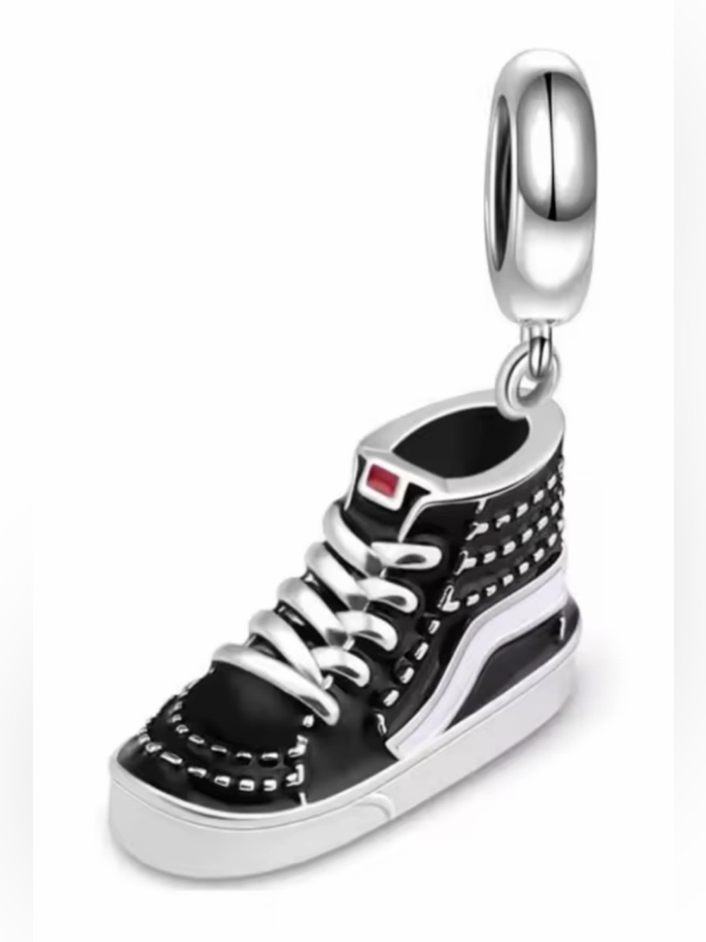 Silver & Black High-Top Sneaker Dangle Charm